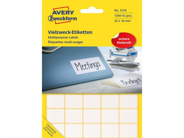 Etikett Avery Manuell 22X18Mm (1200 stk)