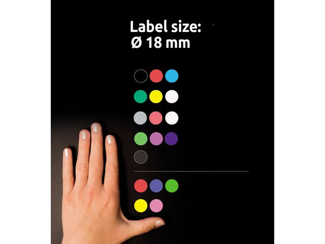 Etikett Avery Manuell Ø18Mm Blå (96 stk)