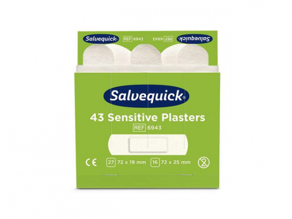 Plaster Salvequick Sensitive Refill (43 stk/pk, 6 pakker)