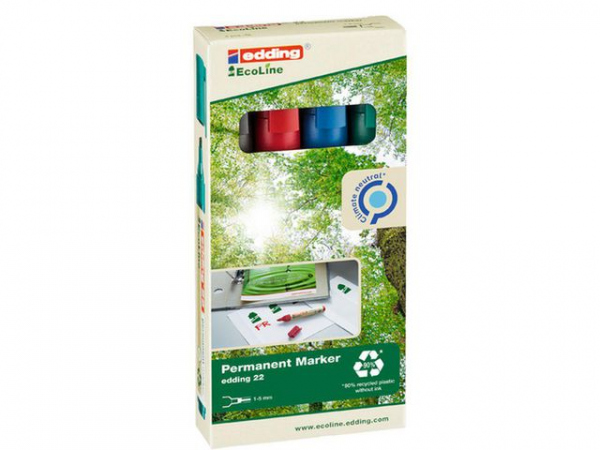 Merkepenn Edding 22 Ecoline Ass (4 stk)