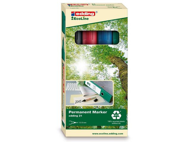 Merkepenn Edding 21 Ecoline Ass. (4 stk)