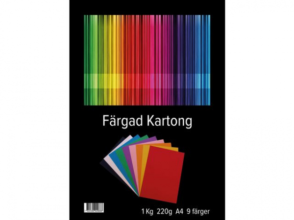 Kartong A4 220G 9 Farger 1Kg (72 stk)
