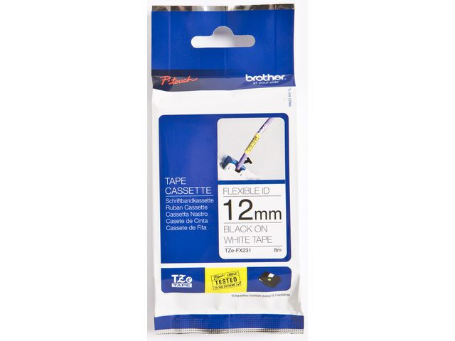 TZe tape 12mmx8m flexible black/white