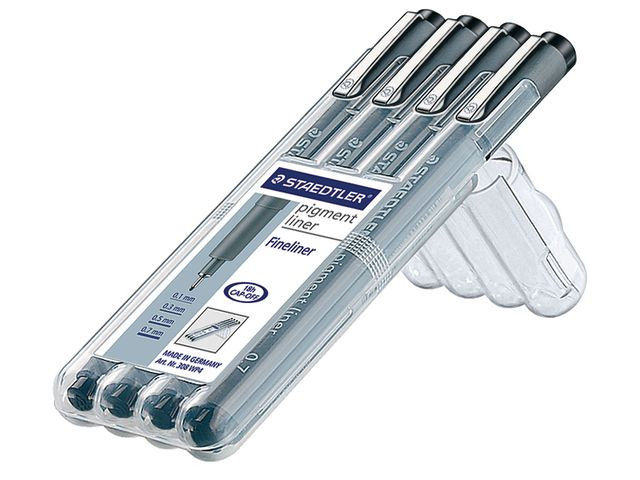 Fiberpenn Staedtler Pl 308 Ass Str (4 stk)