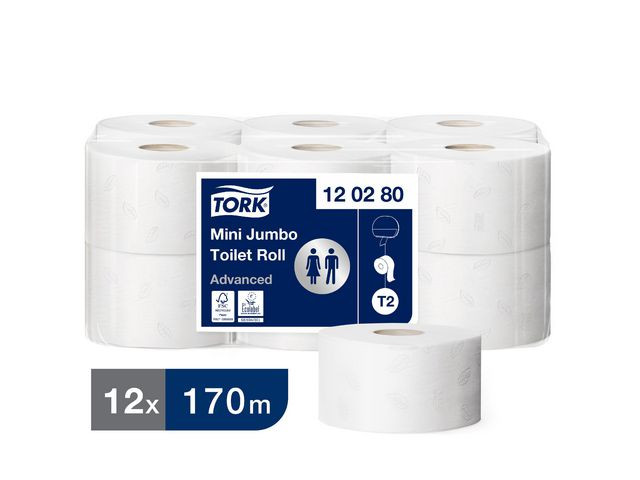 Toalettpapir Tork Advance 2L T2 170M (12 ruller)