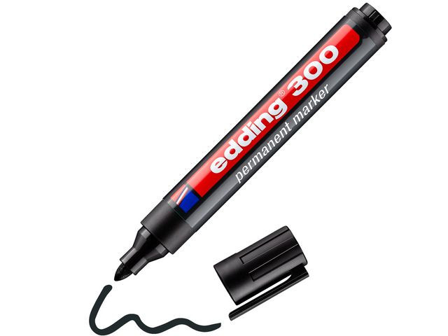 Merkepenn Edding 300 Rund Sort (10 stk)