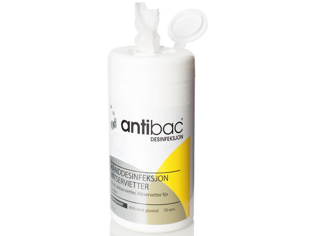 Hånddesinfeksjon Antibac Våtserv. (70 stk)