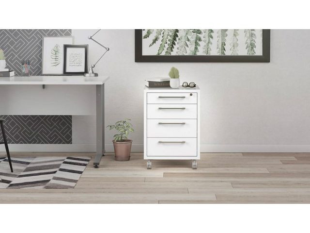 Skuffeseksjon Prima M/Hjul 4 Sk Hvit