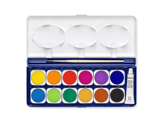STAEDTLER Maleskrin vannfarger m/pensel 12 assorterte farger