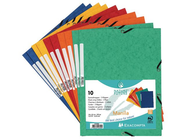 Strikkmappe Exacompta A4 3 Kl 355G Blå (10 stk)