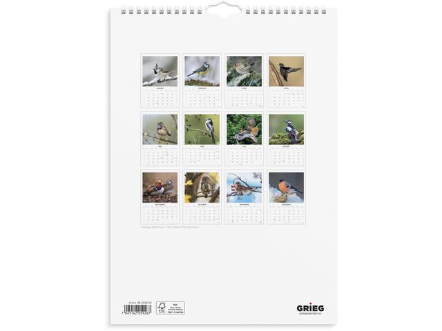 Veggkalender Grieg 2026 Fugler