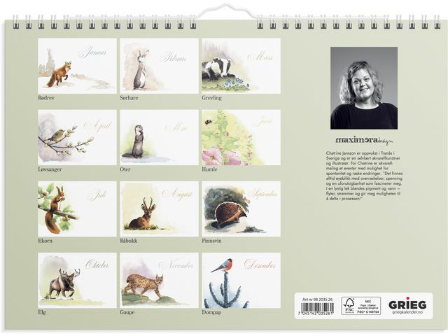 Veggkalender Grieg 2026 Natur