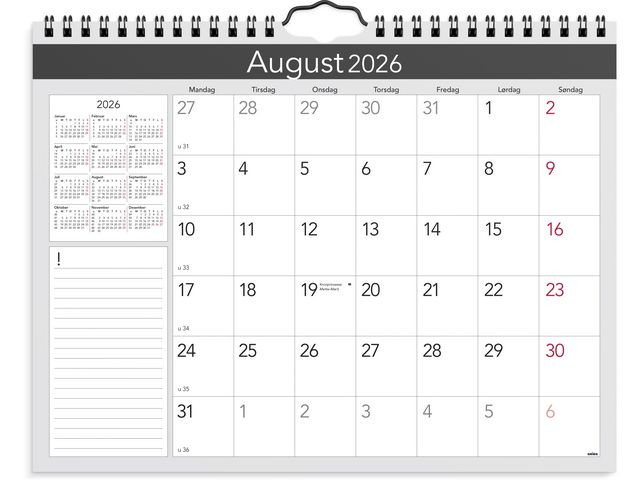Månedskalender Grieg 2026 Elegant