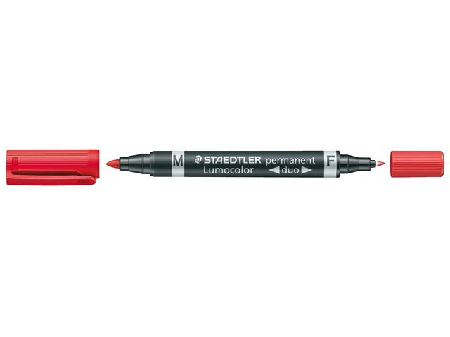 Merkepenn Lumocolor Duo 0,6-1,5Mm Rød (10 stk)