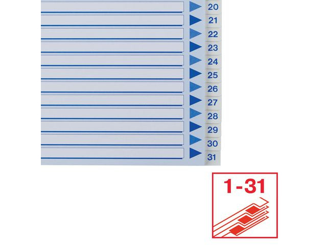 Register Esselte A4 Plast 1-31 Blå/Hvit