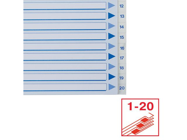 Register Esselte A4 Plast 1-20 Blå/Hvit