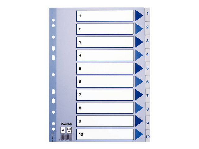 Register Esselte A4 Plast 1-10 Blå/Hvit (10 stk)