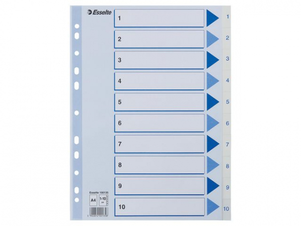 Register Esselte A4 Plast 1-10 Blå/Hvit (10 stk)