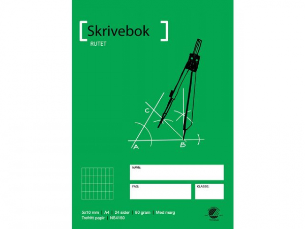 Skrivebok A4 80G 24Bl 5X10 Rutet (20 stk)