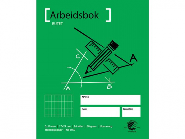 Arbeidsbok 17X21 80G 5X10 Rutet (20 stk)