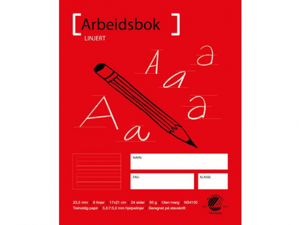 Arbeidsbok 17X21 80G 5,5:7:5,5 Hj.linje (20 stk)