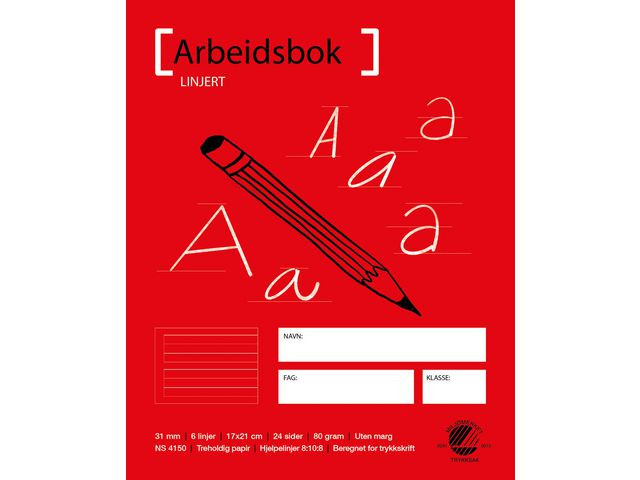 BildeArbeidsbok 17X21 80G 31Mm 8:10:8 Hj.linj (20 stk)