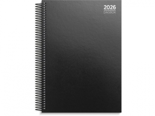 Dagbok Grieg A4 Spiral Linjert 2026 Sort