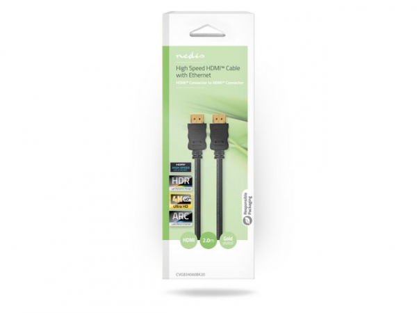 Kabel Nedis Hdmi M/M 4K/60Hz 2M Sort