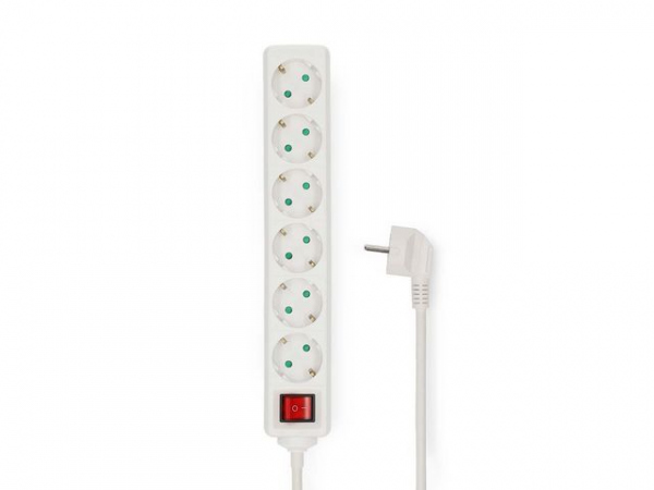 Forgrener Nedis 5-Veis M/Bryter 5M Hvit