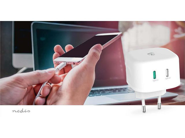 Vegglader Nedis 2X Usb-C 45W
