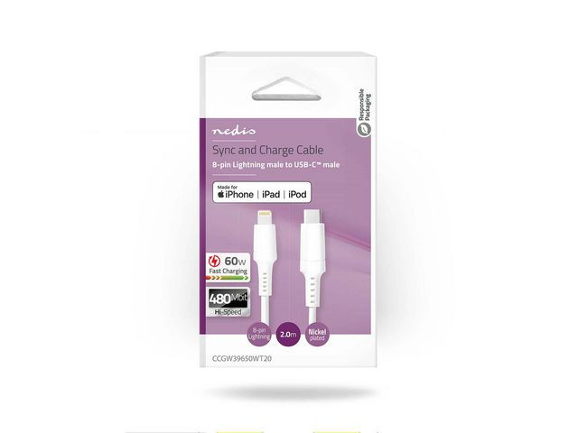 Kabel Nedis Usb-C Til Lightning 2M