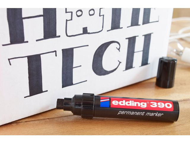 Merkepenn Edding 390 Skrå Sort (10 stk)