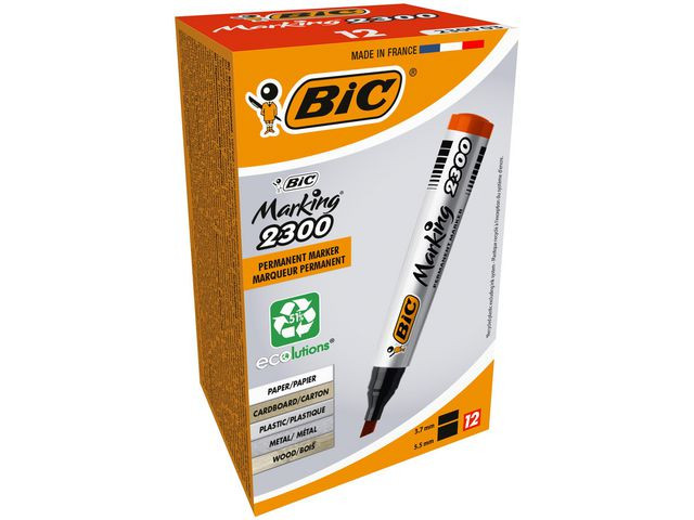 Merkepenn Bic Marking 2300 Skrå Rød (12 stk)