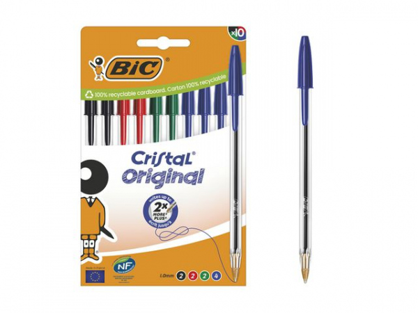 Kulepenn Bic Cristal Medium Ass (10 stk)
