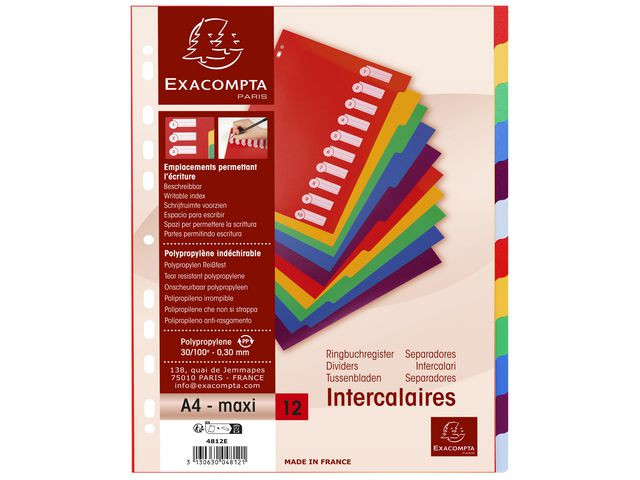 Skilleblad Exacompta 1-12 Pp Rød