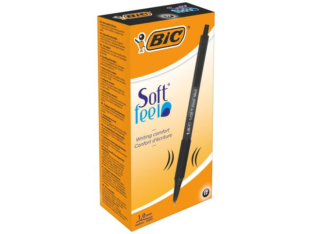 Kulepenn Bic Softfeel Clic Grip M Sort (12 stk)