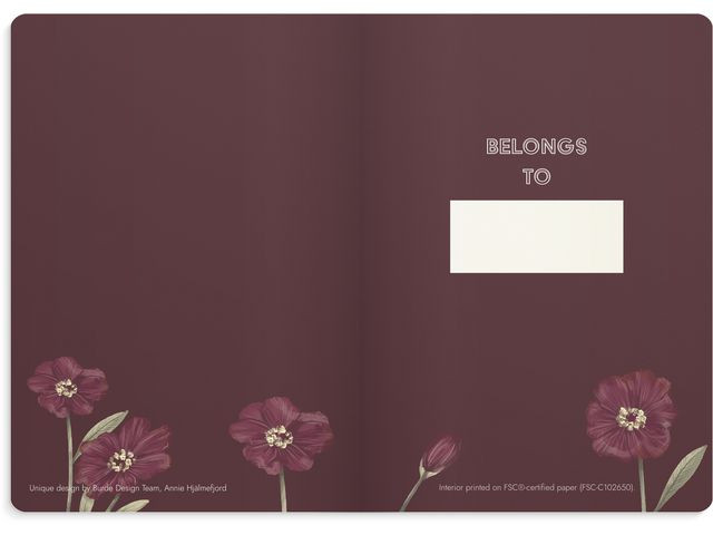 Notatbok Burde Deluxe A5 Blomst Burg.