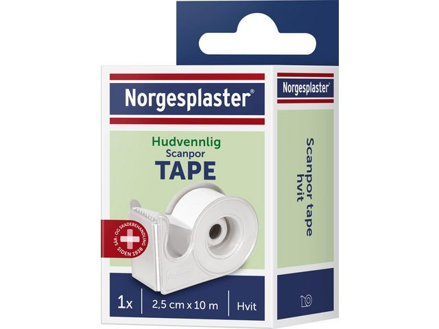 Tape Scanpor M/Disp. 2,5Cmx10M Hvit (10 stk)