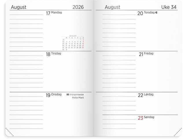 Studentkalender Grieg A7 Myk 25/26 Sort