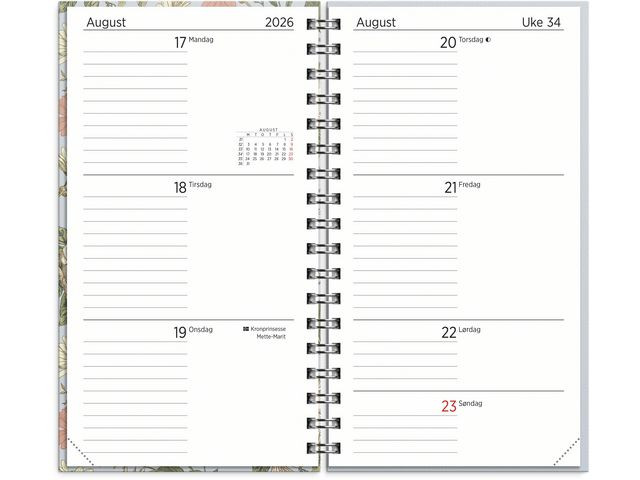 Kalender Grieg Slim Spiral 25/26 Blomst