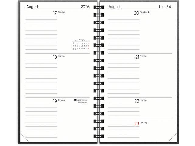 Kalender Grieg Slim Spiral 25/26 Sort