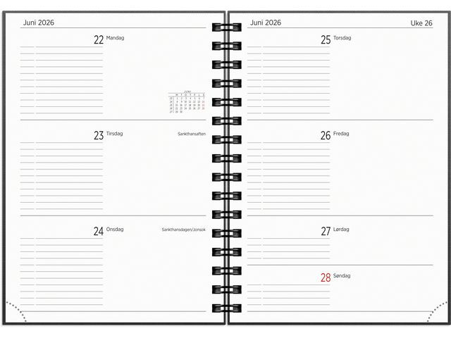Studentkalender Grieg A5 Spir 25/26 Sort