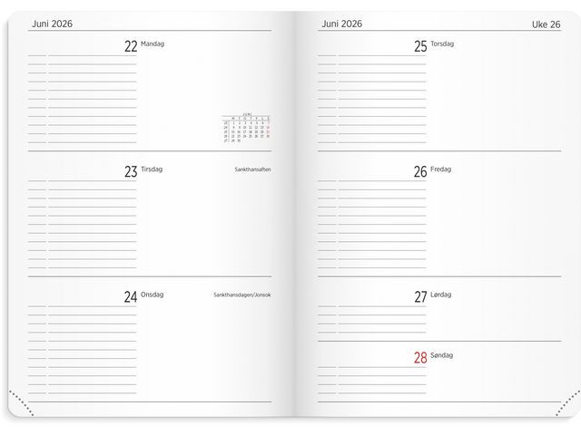 Studentkalender Grieg A5 Myk 25/26 Sort