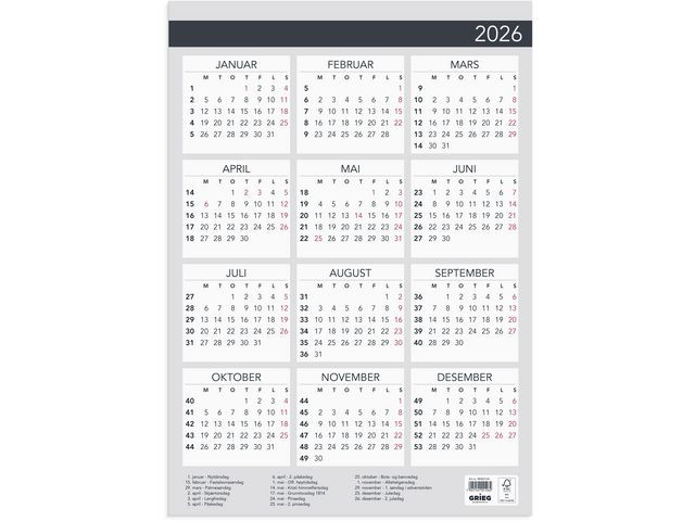 BildePlakatkalender Elegant Grieg 2026 A3