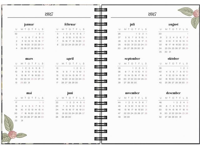 Ukekalender Life Planner 2026 Floral A6