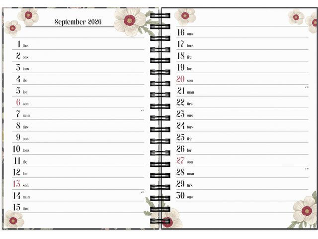 Ukekalender Life Planner 2026 Floral A6
