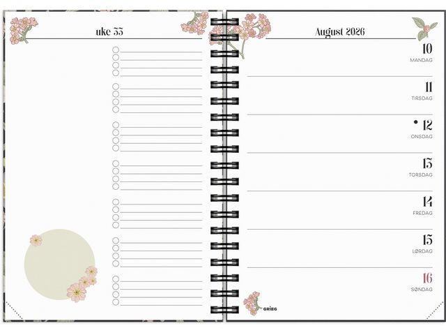 Ukekalender Life Planner 2026 Floral A6