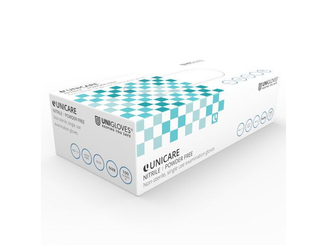 BildeHanske Unicare Nitril U/P M Blå (100 stk)