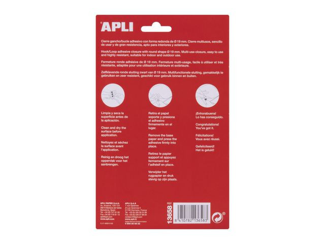 Borrelås Apli M.lim Rund Ø19Mm Sort (12 stk)