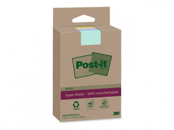 Notatblokk Post-It Resirk102X152Linj Ass (12 pakker)